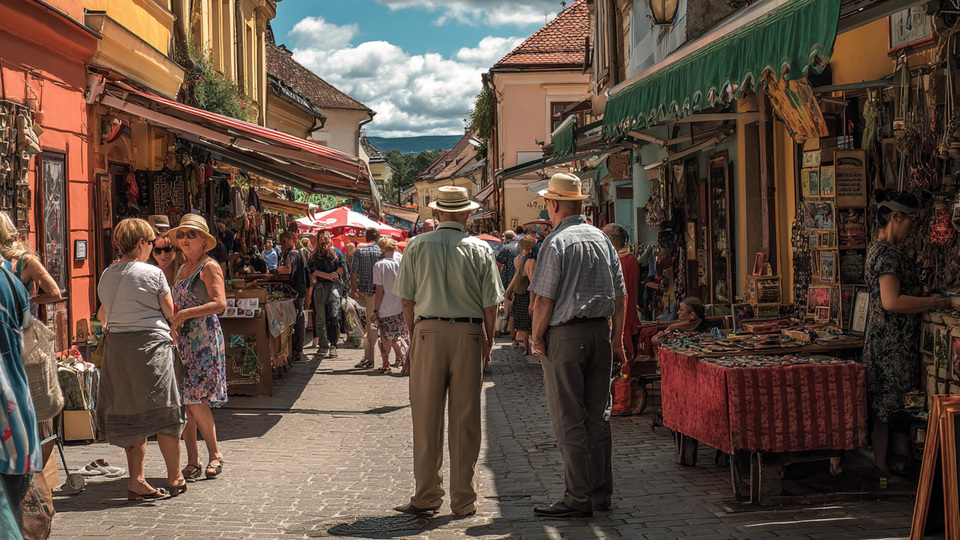 Lebendige Marktszene aus dem Land