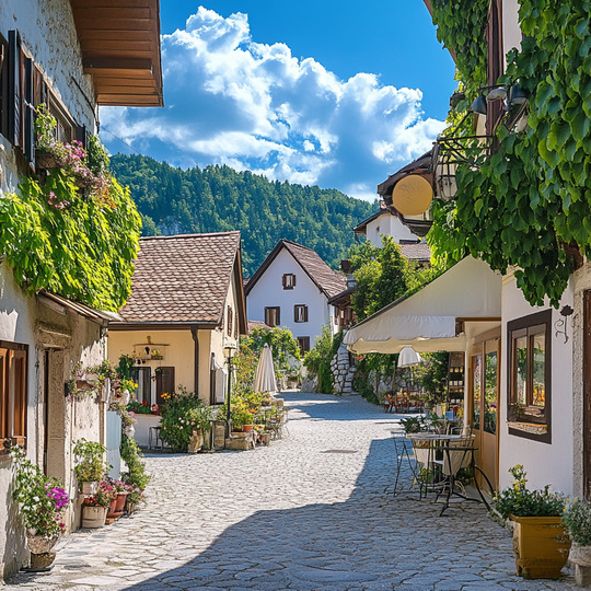Dorf und Landschaft im Land