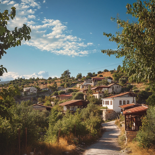 Dorf und Landschaft im Land