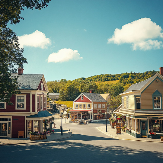 Dorf und Landschaft im Land