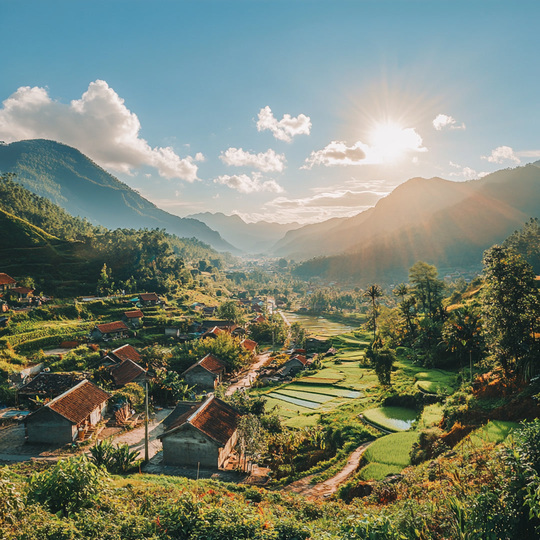Dorf und Landschaft im Land