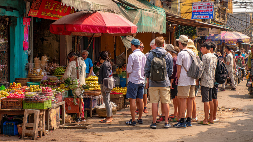 Lebendige Marktszene aus dem Land
