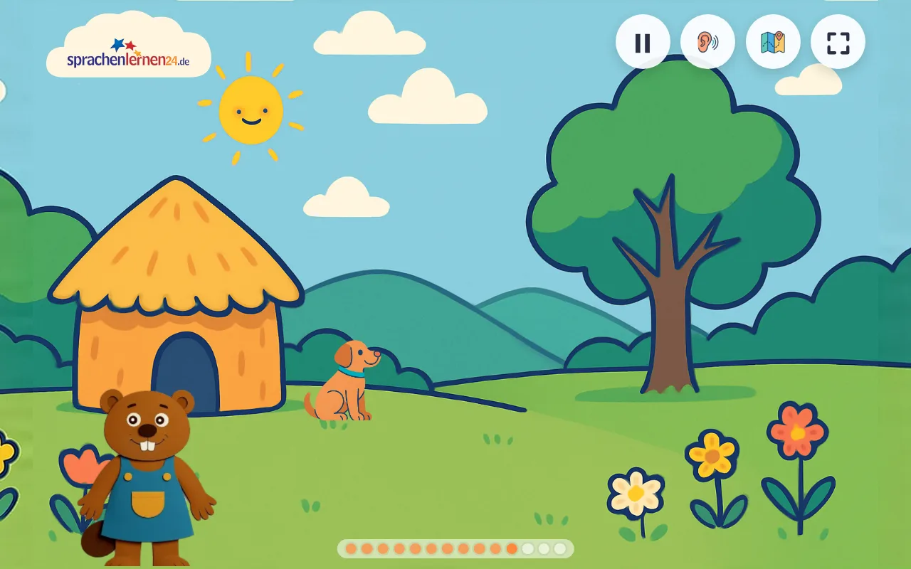 Versteckspiel: Tiere lugen hinter Busch und Baum hervor